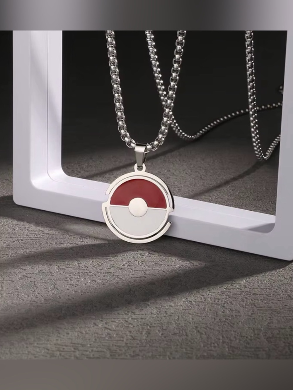 Pokemon Pokéball Enameled Titanium Stainless Steel Necklace Unisex No Fade